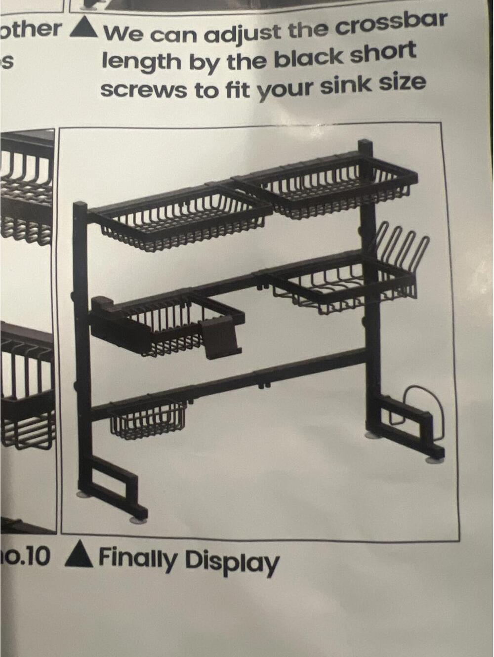 Open Box Adjustable Black Metal Sink Organizer Rack